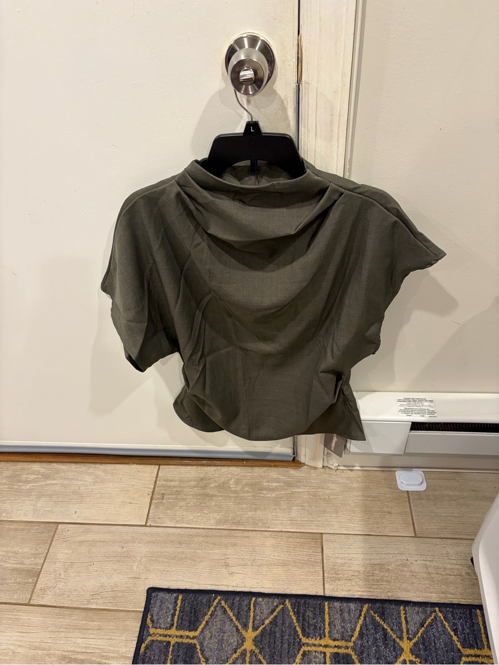 Womens Olive Green Short Sleeve Draped Top Size XL NWT